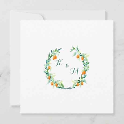 Laurel Wreath Kumquat Leaf Branch Modern Square Kaart (Achterkant)