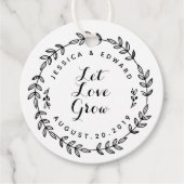 Laurel Wreath Laat Liefde Grow Bruiloft Ronde Bedankjes Labels (Voorkant)