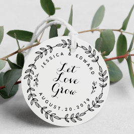 Laurel Wreath Laat Liefde Grow Bruiloft Ronde Bedankjes Labels