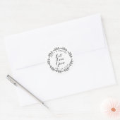 Laurel Wreath Let Love Grow Wedding Favor Ronde Sticker (Envelop)