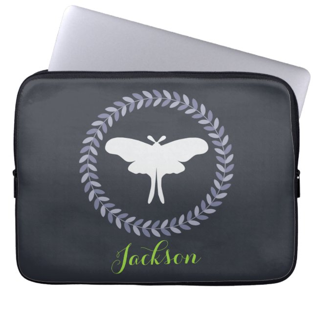 Laurel Wreath & Luna Moth Laptop Sleeve (Voorkant)