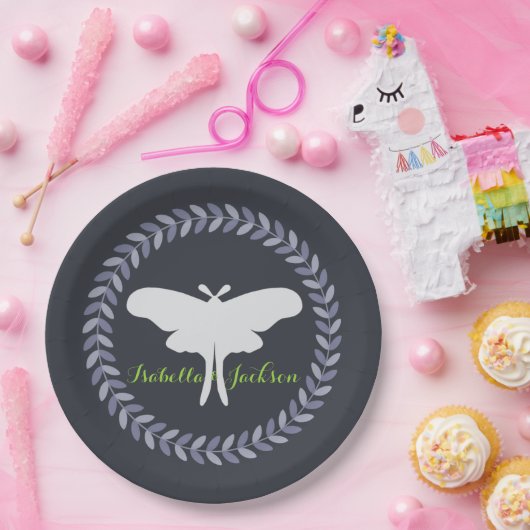 Laurel Wreath & Luna Moth Papieren Bordje (Feest)