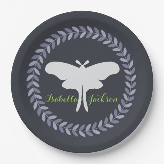 Laurel Wreath & Luna Moth Papieren Bordje (Voorkant)