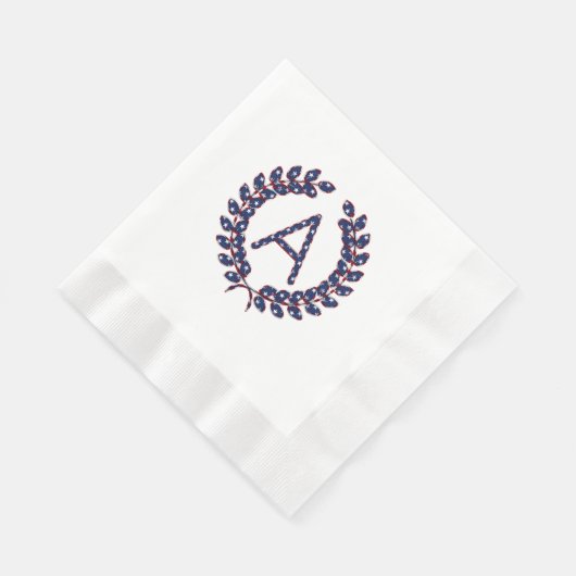Laurel Wreath Monogram A Stars en Stripes USA Servet (Hoek)