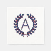 Laurel Wreath Monogram A Stars en Stripes USA Servet (Voorkant)