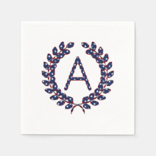 Laurel Wreath Monogram A Stars en Stripes USA Servet