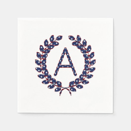 Laurel Wreath Monogram A Stars en Stripes USA Servet (Voorkant)