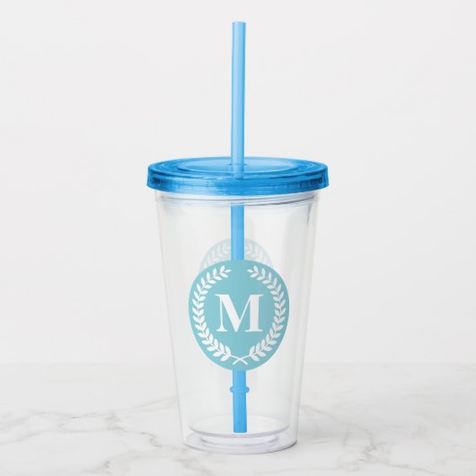Laurel Wreath Monogram Acryl Drinkbeker (Voorkant)