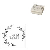 Laurel Wreath Monogram Bruiloft Save the Date Rubberstempel (Gestempeld)