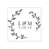 Laurel Wreath Monogram Bruiloft Save the Date Rubberstempel (Afrduk)