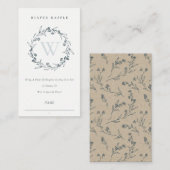 Laurel Wreath Monogram Diaper Baby shower Raffle Informatiekaartje (Voorkant / Achterkant)