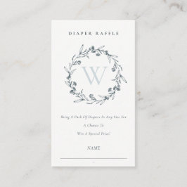 Laurel Wreath Monogram Diaper Baby shower Raffle Informatiekaartje