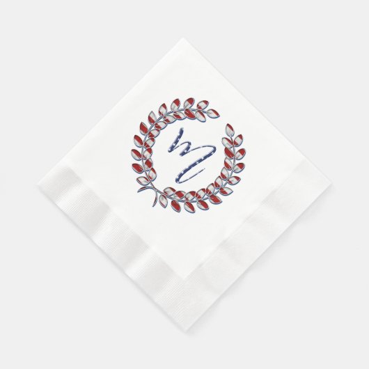 Laurel Wreath Monogram M Sterren en Strepen USA Servet (Hoek)
