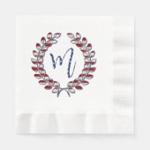 Laurel Wreath Monogram M Sterren en Strepen USA Servet (Voorkant)