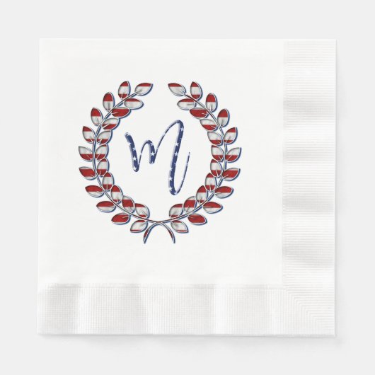 Laurel Wreath Monogram M Sterren en Strepen USA Servet (Voorkant)