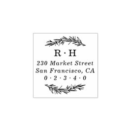 Laurel Wreath Monogram Retouradres Rubberstempel