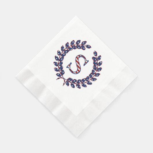 Laurel Wreath Monogram S Stars en Stripes USA Servet (Hoek)