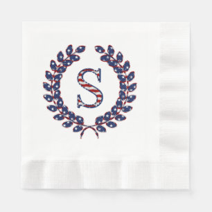 Laurel Wreath Monogram S Stars en Stripes USA Servet