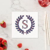 Laurel Wreath Monogram S Stars en Stripes USA Servet (Insitu)