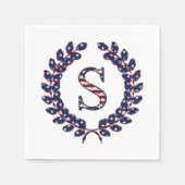 Laurel Wreath Monogram S Stars en Stripes USA Servet (Voorkant)