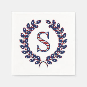 Laurel Wreath Monogram S Stars en Stripes USA Servet