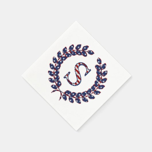 Laurel Wreath Monogram S Stars en Stripes USA Servet (Hoek)