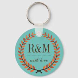  Laurel Wreath Monogram Sleutelhanger Blue