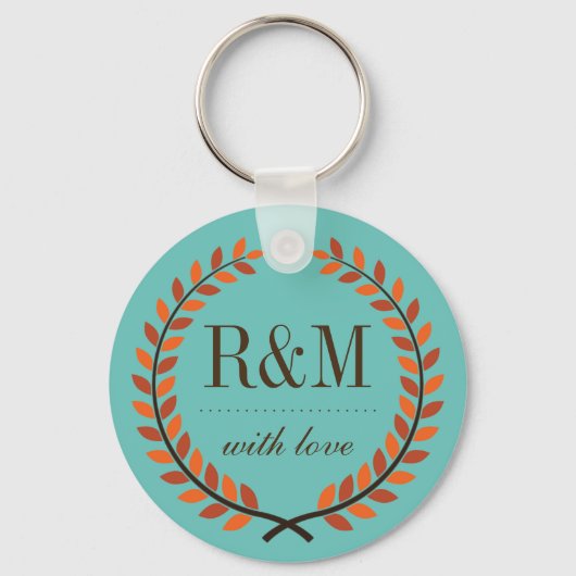  Laurel Wreath Monogram Sleutelhanger Blue (Voorkant)
