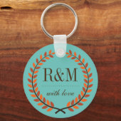  Laurel Wreath Monogram Sleutelhanger Blue (Voorkant)