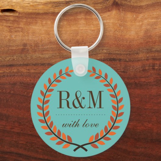 Laurel Wreath Monogram Sleutelhanger Blue (Voorkant)
