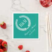 Laurel Wreath Monogram Wedding Napkin Blauwgroen B Servet (Insitu)