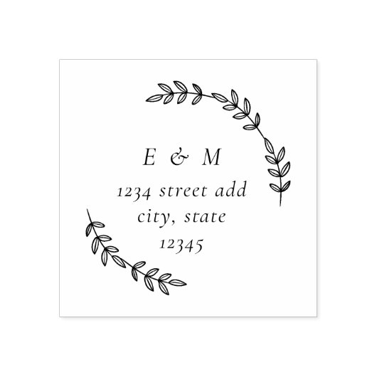 Laurel Wreath Monogram Wedding Round Address Rubberstempel (Afrduk)