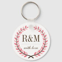 Laurel Wreath Monogram Wedding Sleutelhanger Pink 