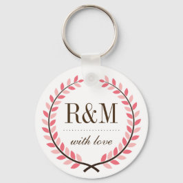Laurel Wreath Monogram Wedding Sleutelhanger Pink 