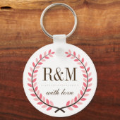 Laurel Wreath Monogram Wedding Sleutelhanger Pink  (Voorkant)