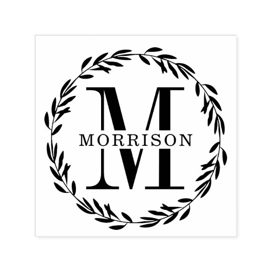 Laurel Wreath Monogram Zelfinktende Stempel (Design)
