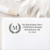 Laurel Wreath Monogram Zwart Wit Retouradres Etiket (Insitu)