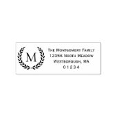 Laurel Wreath Monogrammed Initiaal Retouradres Rubberstempel (Afrduk)
