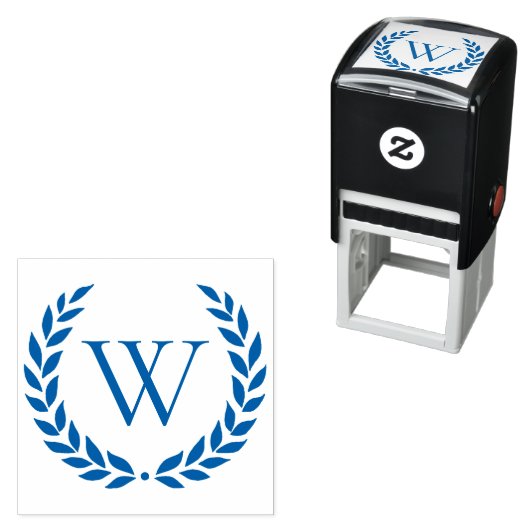 Laurel Wreath Monogrammed Initiaal Zelfinktende Stempel (In situ)