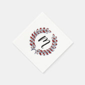 Laurel Wreath Monogrammed Red Striped Pattern Servet (Hoek)