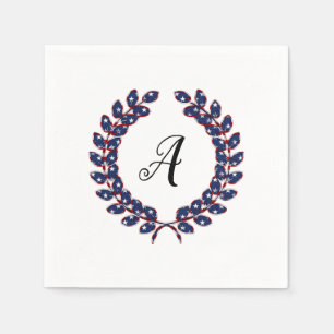 Laurel Wreath Monogrammed Stars and Stripes USA Servet