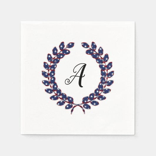 Laurel Wreath Monogrammed Stars and Stripes USA Servet (Voorkant)