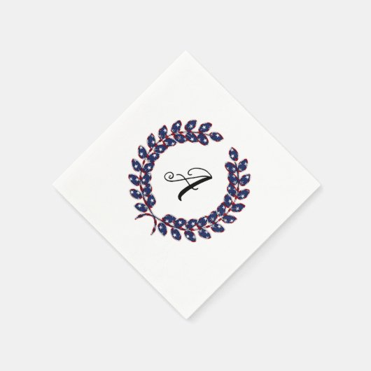 Laurel Wreath Monogrammed Stars and Stripes USA Servet (Hoek)