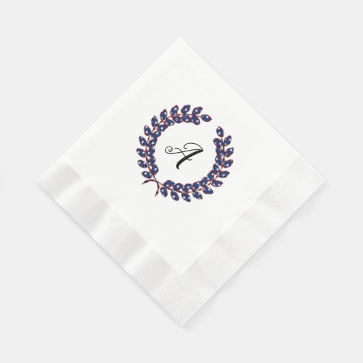 Laurel Wreath Monogrammed Stars and Stripes USA Servet (Hoek)