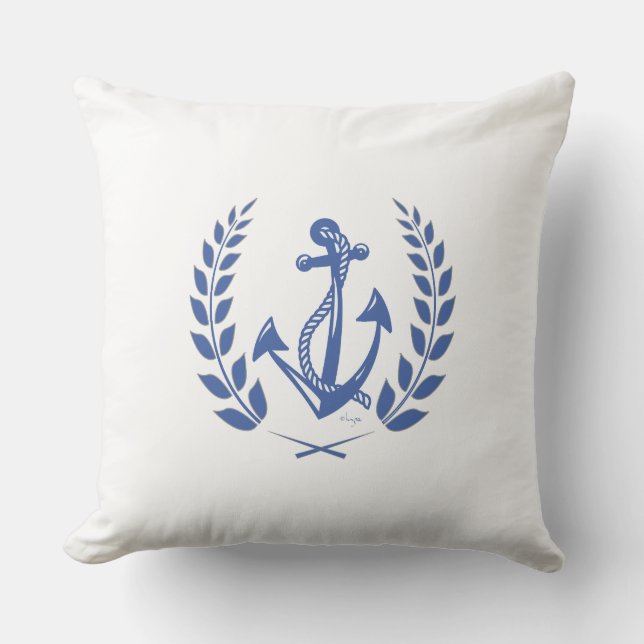 Laurel Wreath, Nautical Anchor met Rope Kussen (Voorkant)