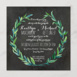 Laurel Wreath Olive Leaf Branch Chalkboard Square Kaart<br><div class="desc">OPMERKING: SQUARE INVITES VEREISEN 3 1/2 X 5-inch RSVP-KAARTEN MET EEN GROOTTE - de grotere grootte past niet in de enveloppen. Tijdloos. Eenvoudig. Modern. Een mooie achtergrond van het karton met lettertype met handschrift maakt een prachtige keuze, perfect voor een bruiloft in de lente of de zomer in een pluizende...</div>