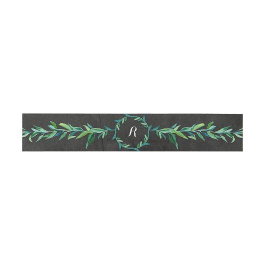 Laurel Wreath Olive Leaf Branch Modern Chalkboard Uitnodigingen Wikkel (Vlak)