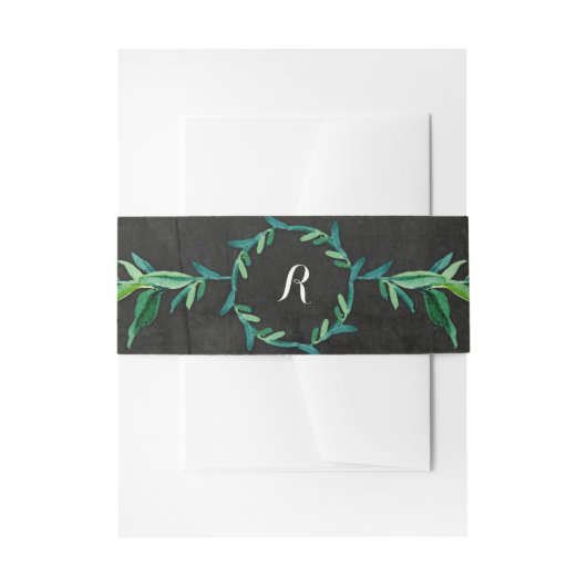 Laurel Wreath Olive Leaf Branch Modern Chalkboard Uitnodigingen Wikkel (Voorkant Voorbeeld)
