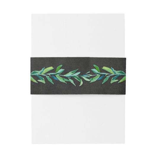 Laurel Wreath Olive Leaf Branch Modern Chalkboard Uitnodigingen Wikkel (Achterkant Voorbeeld)