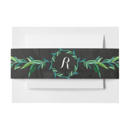Laurel Wreath Olive Leaf Branch Modern Chalkboard Uitnodigingen Wikkel